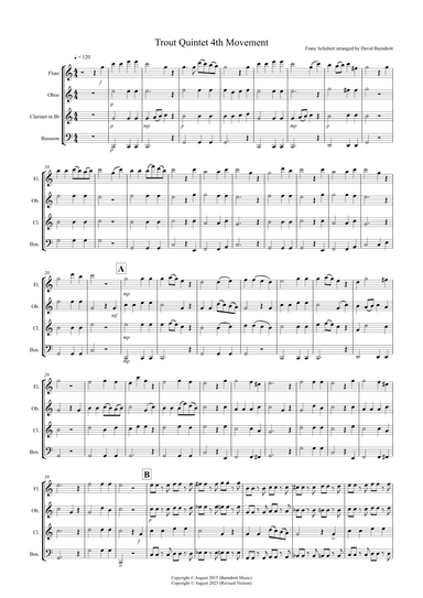 The Trout (4th Movement) for Wind Quartet (arr. David Burndrett)