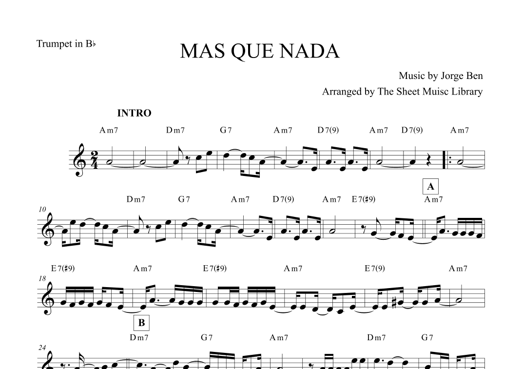 Mas Que Nada (arr. The Sheet Music Library)