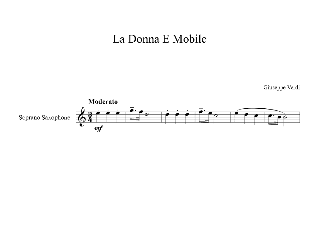 La Donna E Mobile - Giuseppe Verdi (Soprano Sax) (arr. Digital Book Music)