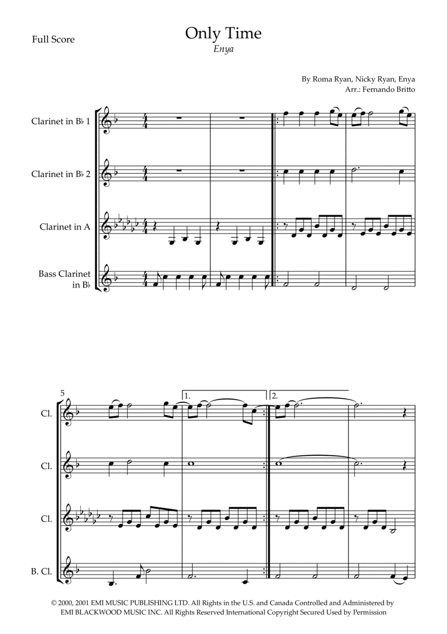 Only Time (arr. Fernando Britto)