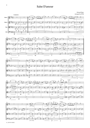 Elgar  Salut D'amour, for string quartet, CE002 (arr. FCMUSIC)