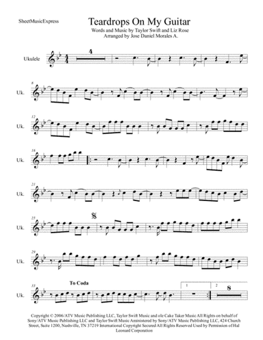 Teardrops On My Guitar (arr. Jose Daniel Morales A.)