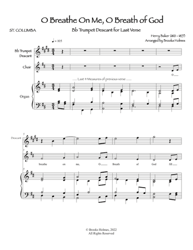 O Breathe On Me, O Breath of God (St. Columba) Trumpet Descant with Organ for Last Verse (arr. Brooks Holmes)
