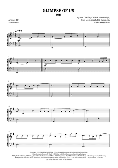 Glimpse Of Us (arr. Valdir Maia)
