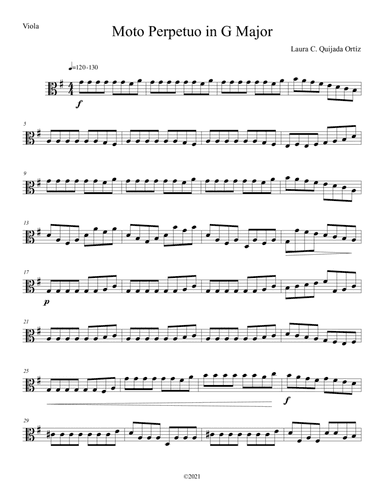 Moto Perpetuo in G Major, for children string orchestra. VIOLA PART.