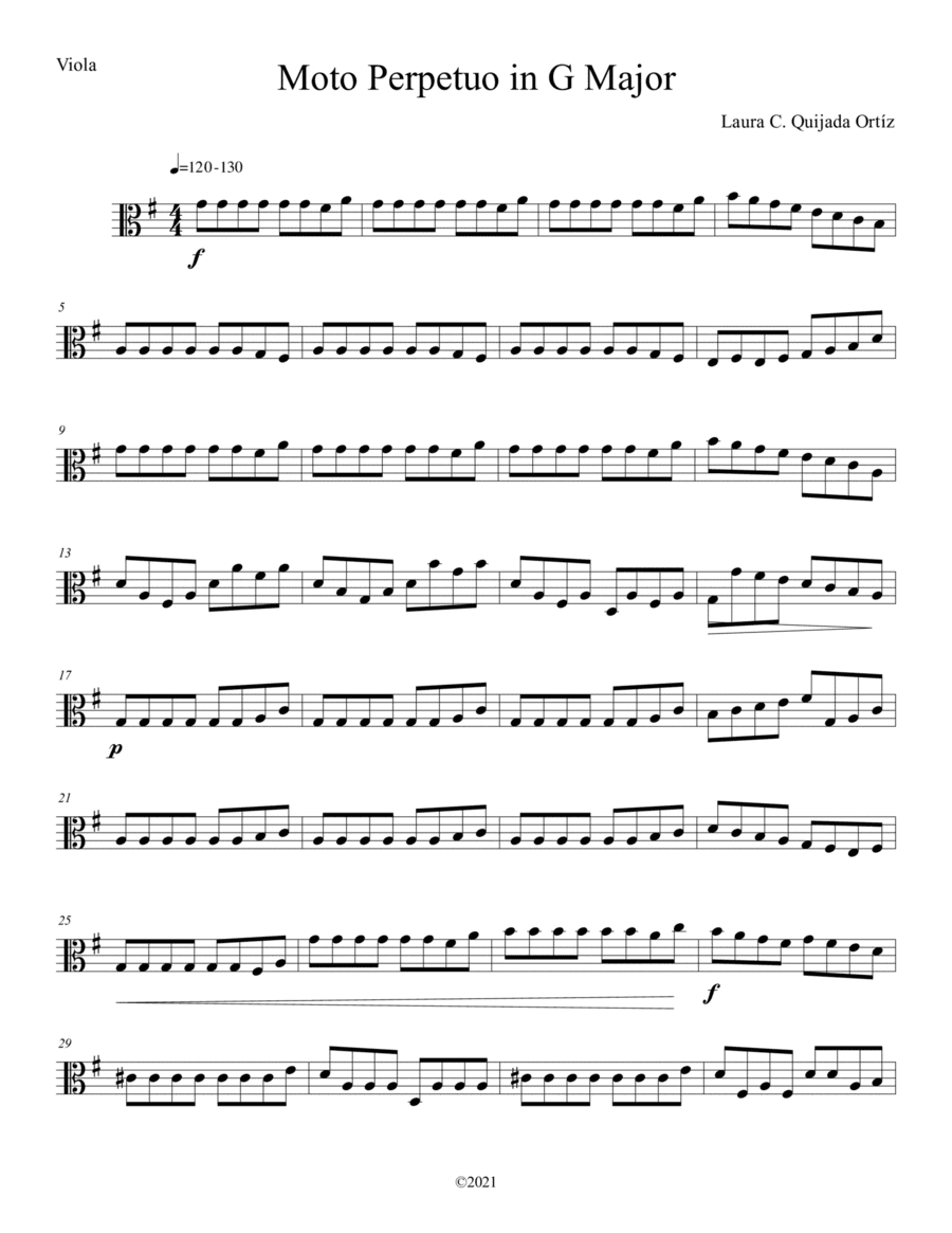 Moto Perpetuo in G Major, for children string orchestra. VIOLA PART.