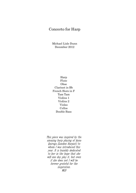 Concerto for Harp in Eb Major (for Harp and Chamber Orchestra)