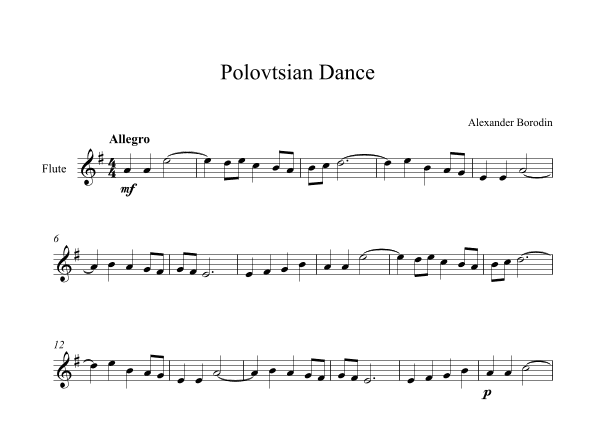 Polovtsian Dance - Alexander Borodin (Flute) (arr. Digital Book Music)