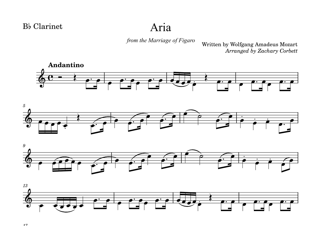 Aria from the Marriage of Figaro (arr. Zachary Corbett)