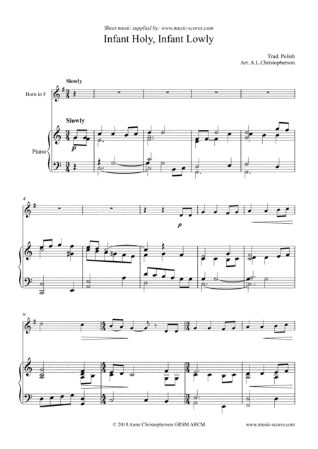 Infant Holy - French Horn and Piano (arr. Anne L Christopherson GRSM ARCM)