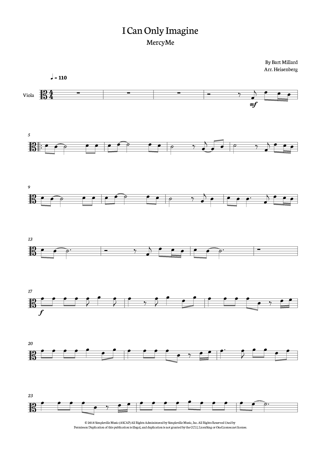I Can Only Imagine (arr. Heisenberg)