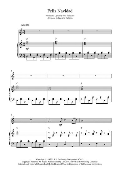 Feliz Navidad (arr. Kaiserin Rebecca)