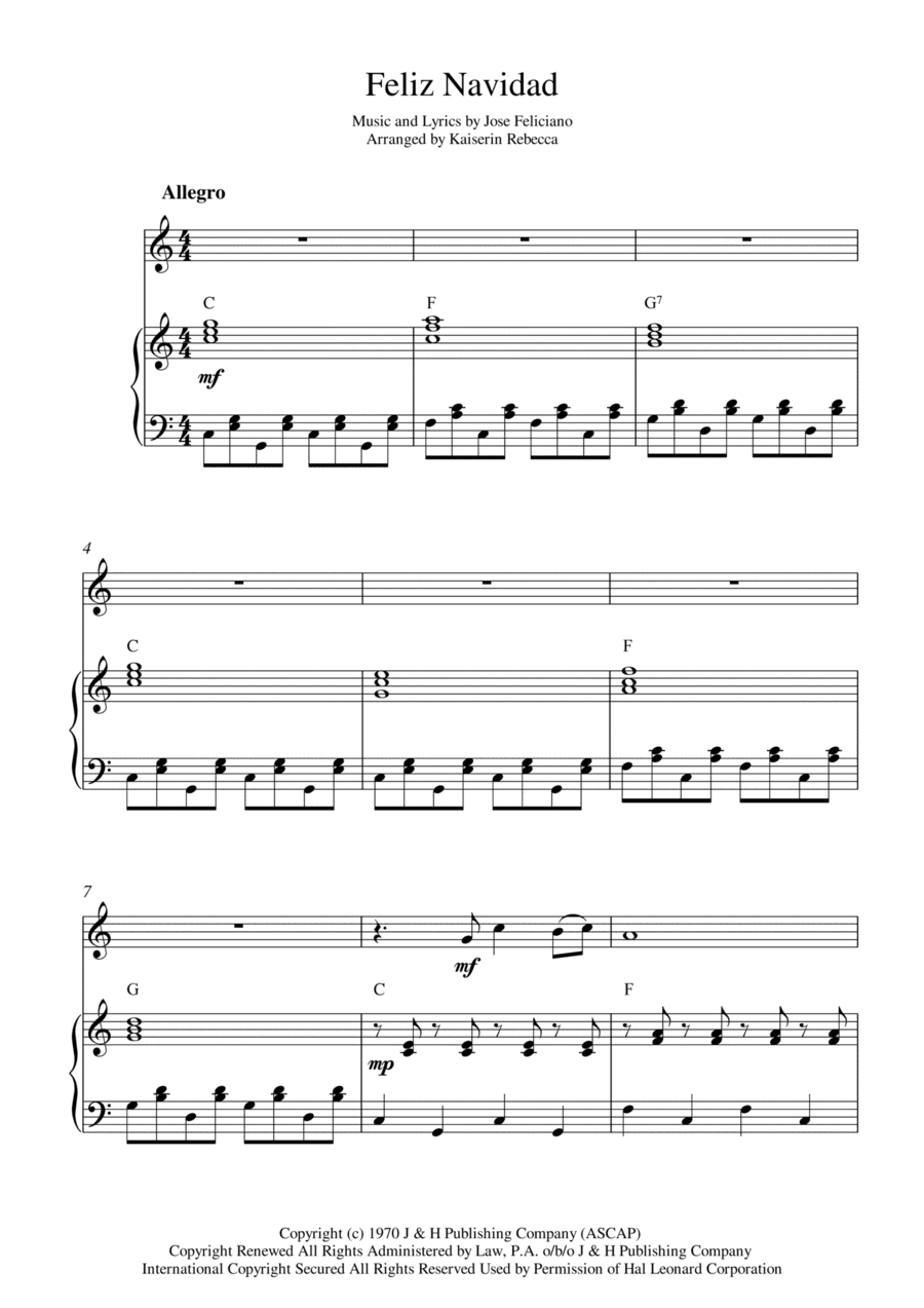 Feliz Navidad (arr. Kaiserin Rebecca)