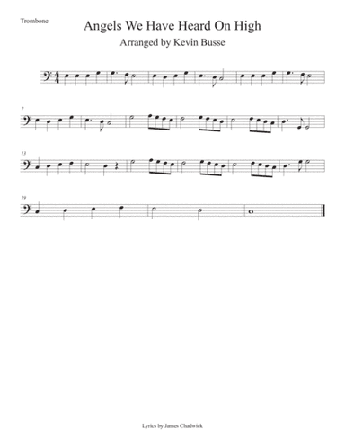 Angels We Have Heard On High (Easy key of C) Trombone (arr. Kevin Busse)
