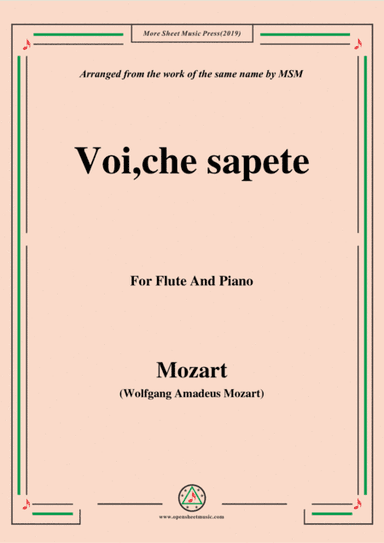 Mozart-Voi,che sapete,for Flute and Piano (arr. MSM)