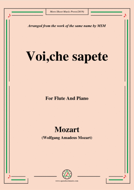 Mozart-Voi,che sapete,for Flute and Piano (arr. MSM)