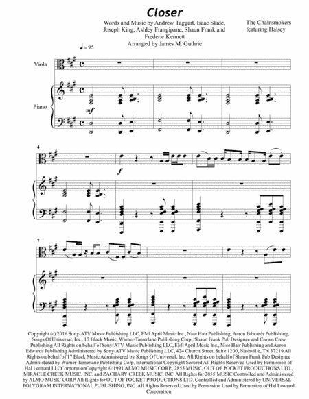Closer (arr. James M. Guthrie, ASCAP)