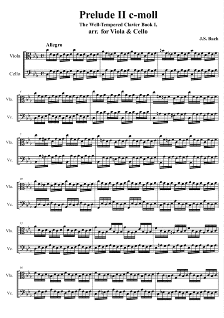 Bach - Prelude II c-moll from The Well-Tempered Clavier Book I (for Viola & Cello) (arr. M. Kutsenko)