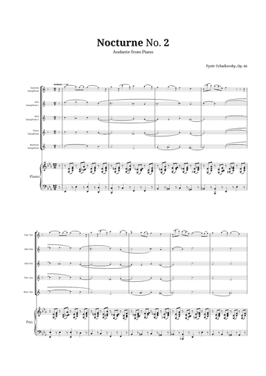 Nocturne by Chopin for Sax Quintet and Piano (arr. Langanho)