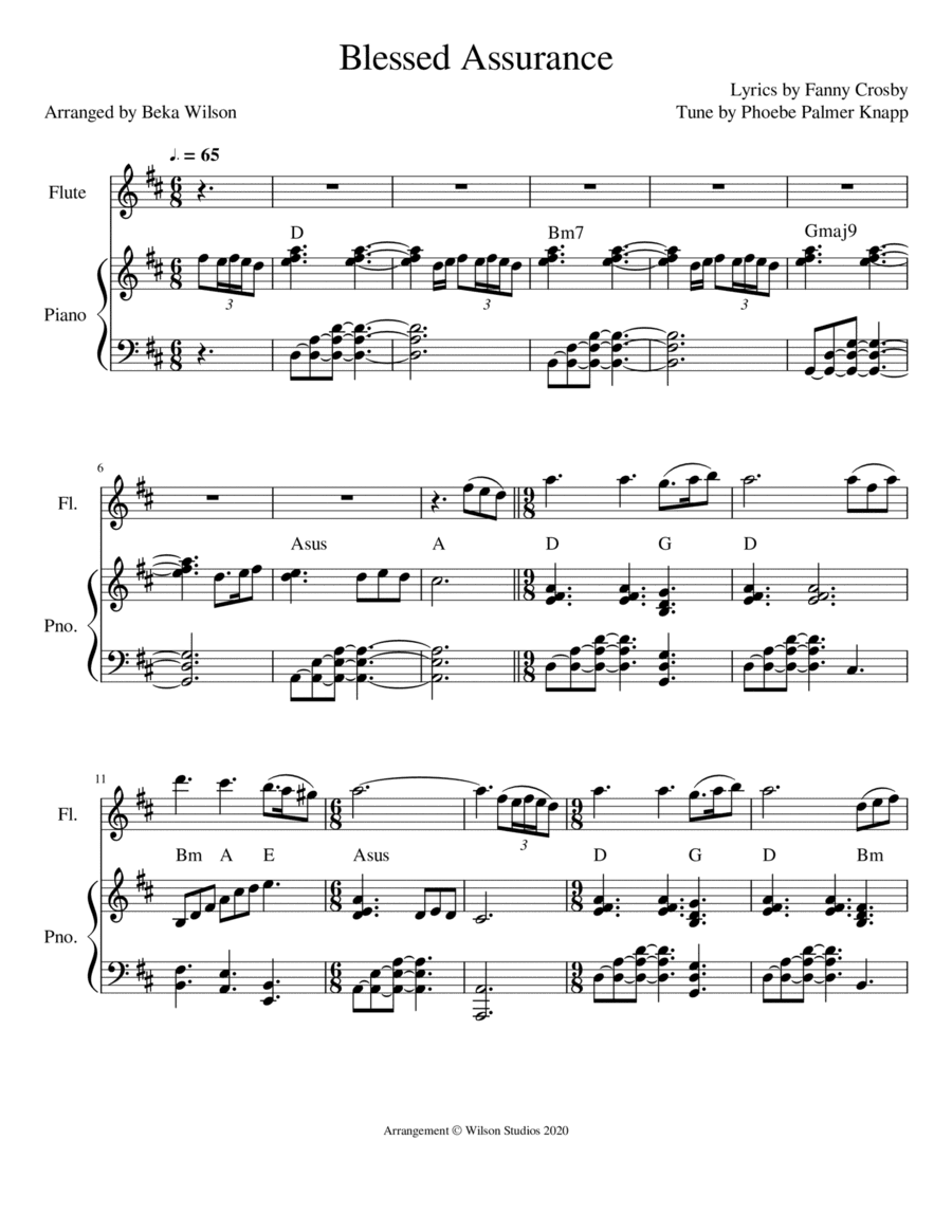 Blessed Assurance--flute solo (arr. Beka Wilson)