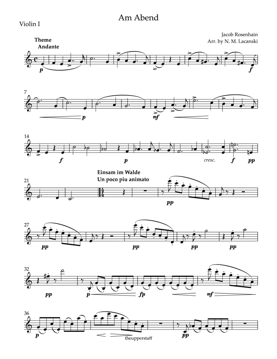 Am Abend (arr. Nick Lacanski)