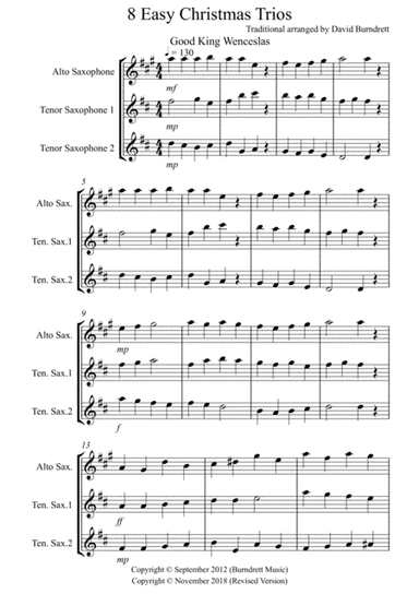 8 Easy Christmas Trios for Saxophone (arr. David Burndrett)