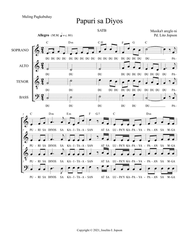 Papuri sa Diyos for Easter (SATB)