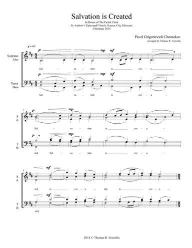 Salvation Is Created (SATB) (arr. Thomas R. Vozzella)