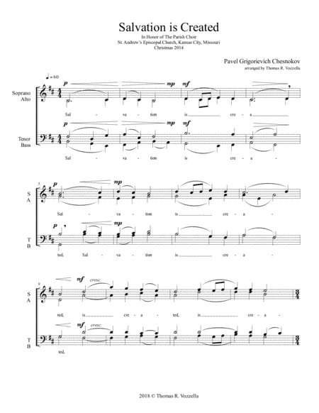 Salvation Is Created (SATB) (arr. Thomas R. Vozzella)