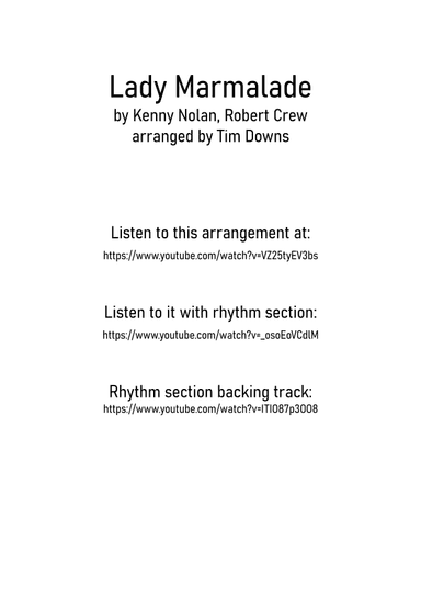 Lady Marmalade (arr. Tim Downs)