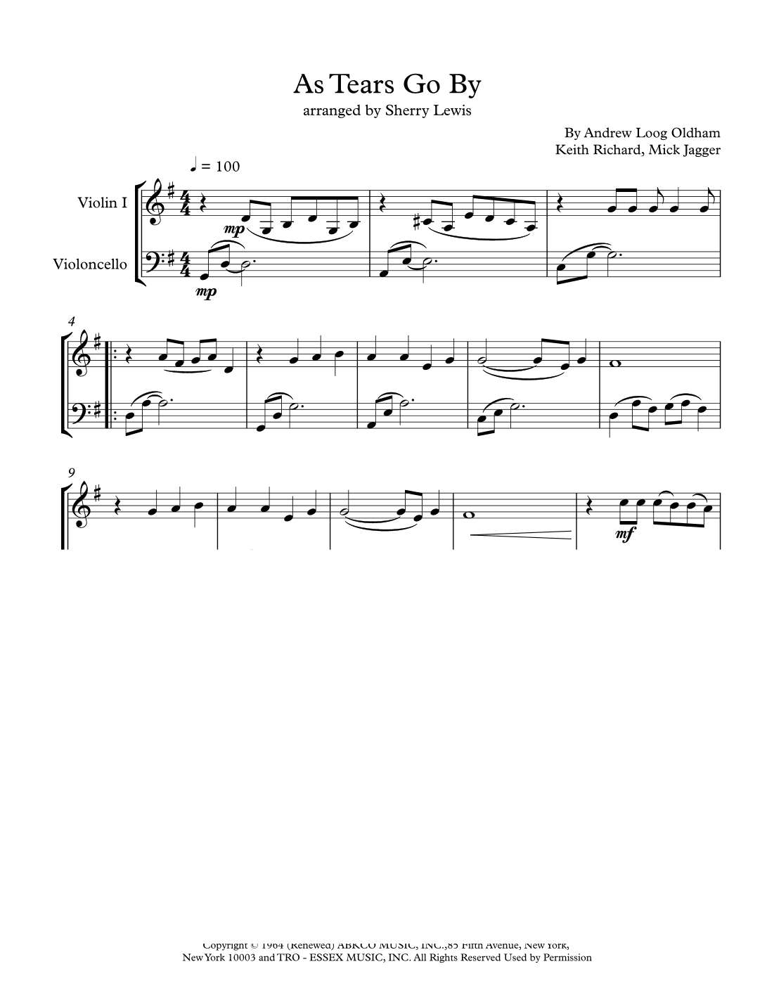 As Tears Go By (arr. Sherry Lewis)