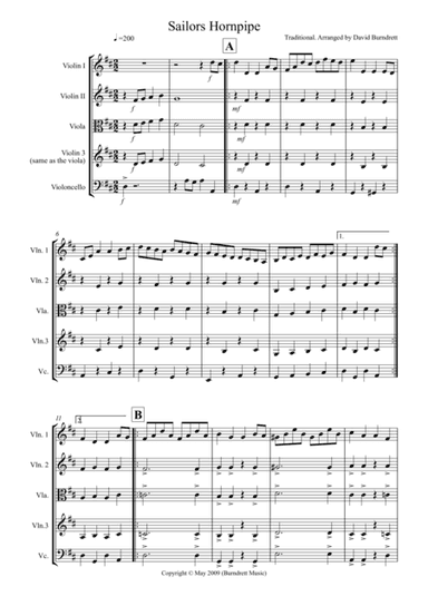 Sailor's Hornpipe for String Quartet (arr. David Burndrett)