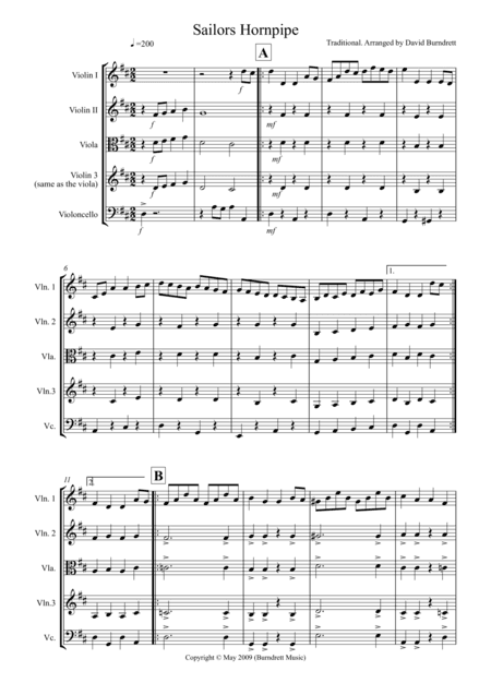 Sailor's Hornpipe for String Quartet (arr. David Burndrett)