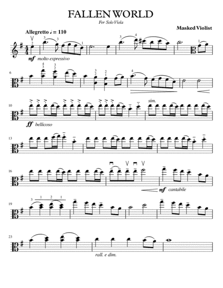 Fallen World for Solo Viola