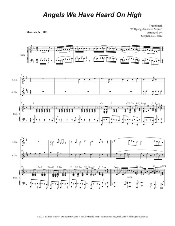 Angels We Have Heard On High (Duet for Soprano and Alto Saxophone) (arr. Stephen DeCesare)