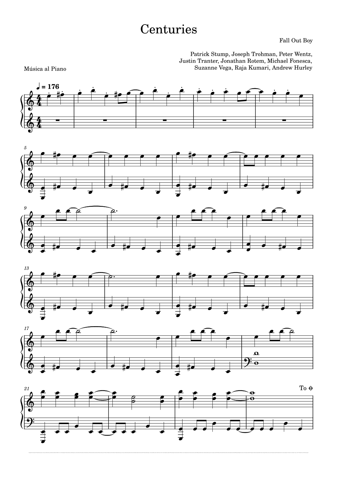 Centuries (arr. Música al Piano)