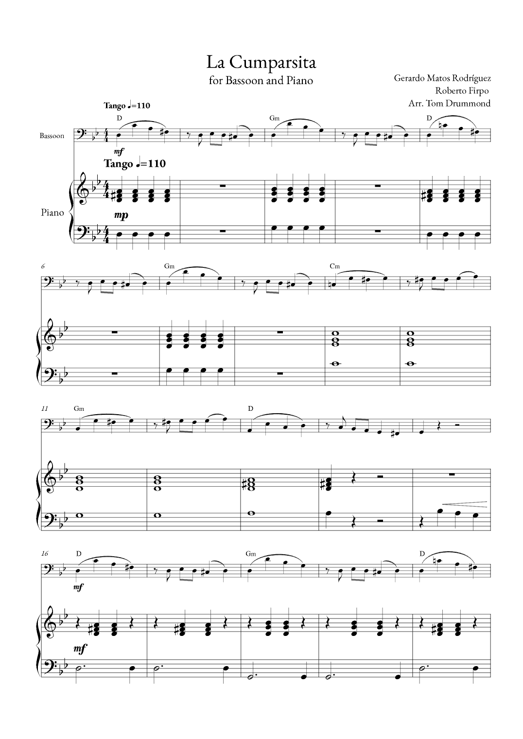 La Cumparsita (arr. Tom Drummond)