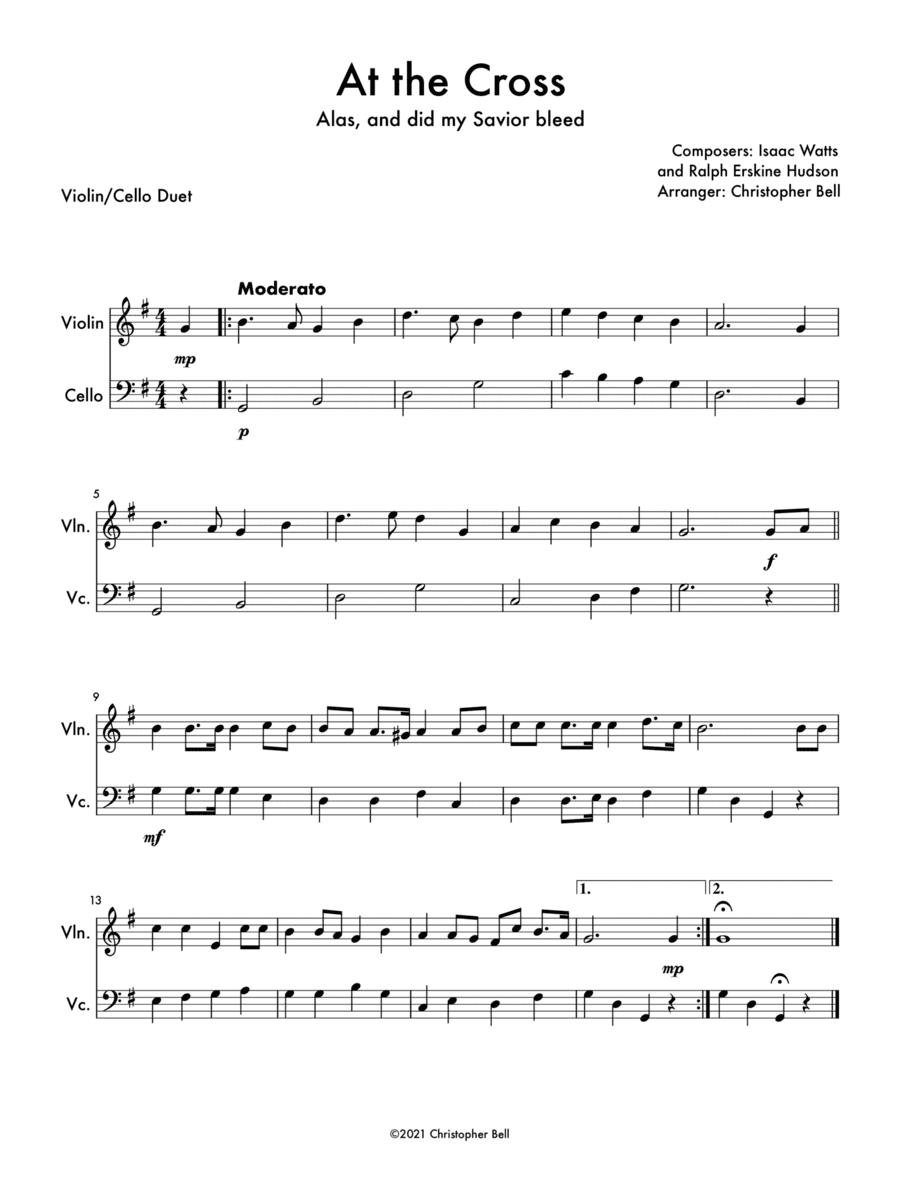 At the Cross - Violin/Cello Duet (arr. Christopher Bell)