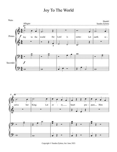 Joy To The World (beginning solo with optional elementary duet) (arr. Sandra Zylstra)