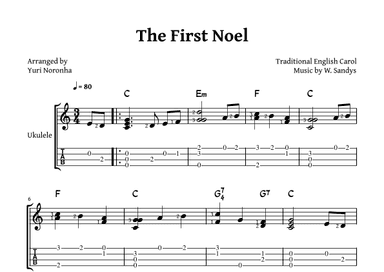 The First Noel - Fingerstyle Ukulele (Easy) (arr. Yuri Noronha)