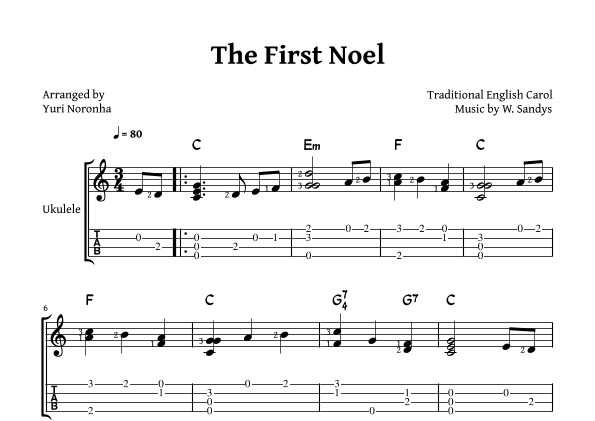 The First Noel - Fingerstyle Ukulele (Easy) (arr. Yuri Noronha)