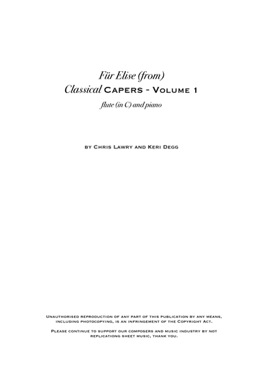 Für Elise (but not as you know it!) includes original flute solo - flute (in C) & piano - Jazz