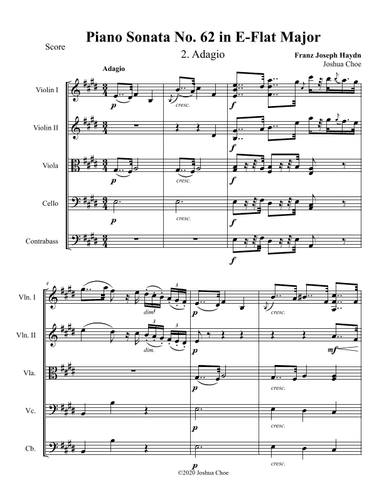 Piano Sonata in E-flat major, Hob.XVI:52, Movement 2 (arr. Joshua Choe)