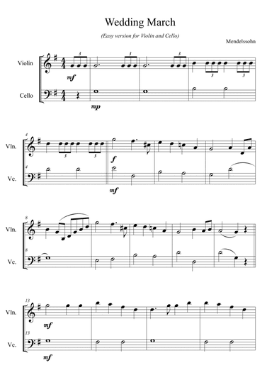 Wedding March for string duet (arr. Passoni Music)