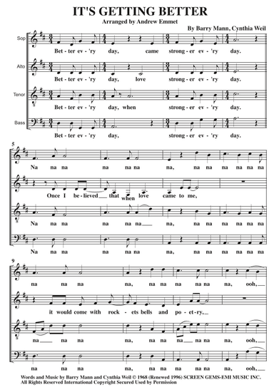 It's Getting Better (arr. Andrew Emmet)
