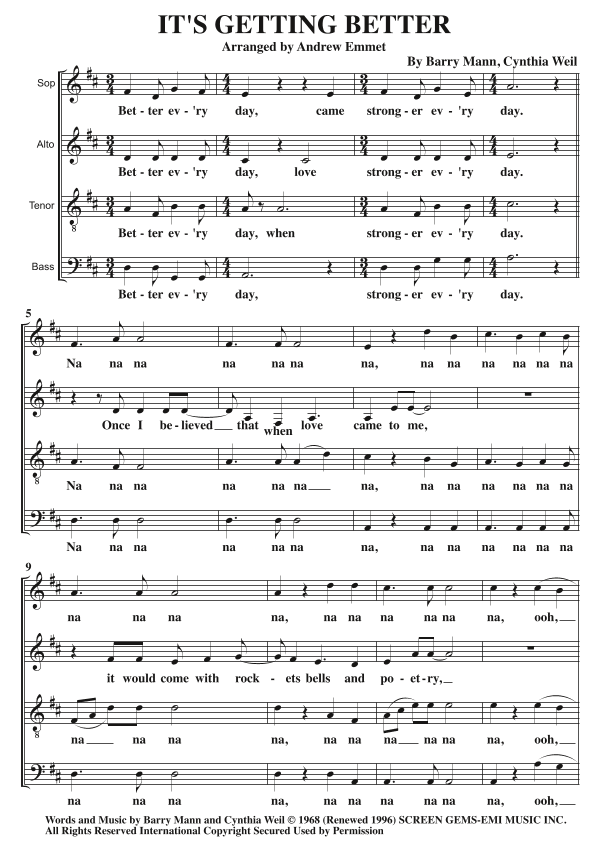 It's Getting Better (arr. Andrew Emmet)