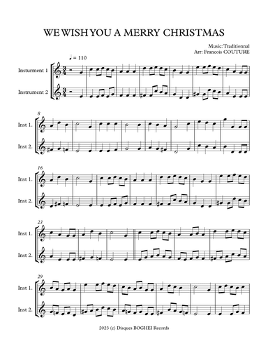 WE WISH YOU A MERRY CHRISTMAS (arr. Francois Couture)