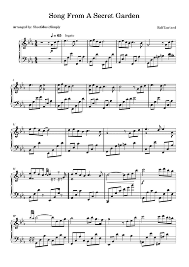 Song From A Secret Garden (korean Version) (arr. SheetMusicSimply)