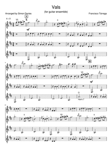Vals in D - Francisco Tàrrega (arranged for guitar ensemble) (arr. Simon Davies)