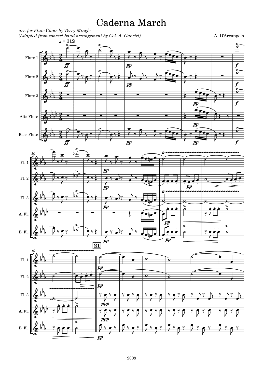 Caderna (arr. Terry Mingle (Adapted from concert band arrangement by Col. A. Gabriel))